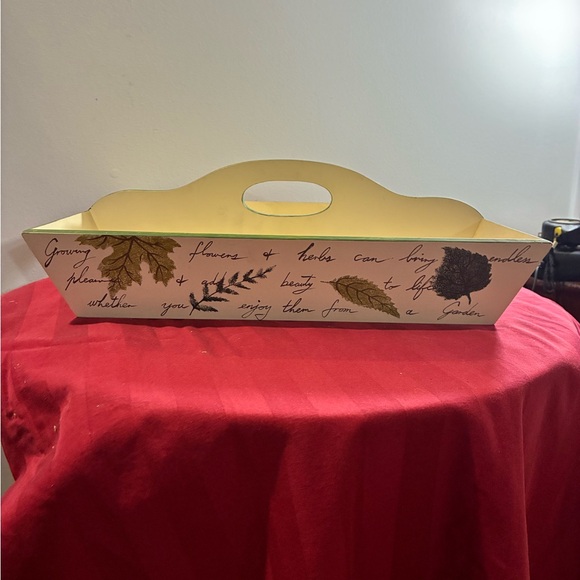 VTG Home Interiors Botanical Autumn Leaf Wooden Caddy Tray - EUC - Picture 2 of 10